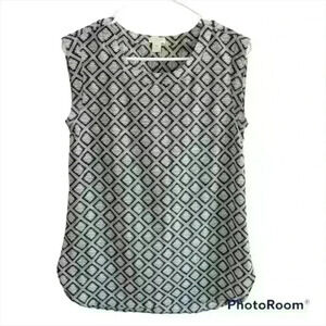 J. Crew Factory black and white print cap sleeve blouse size xxs